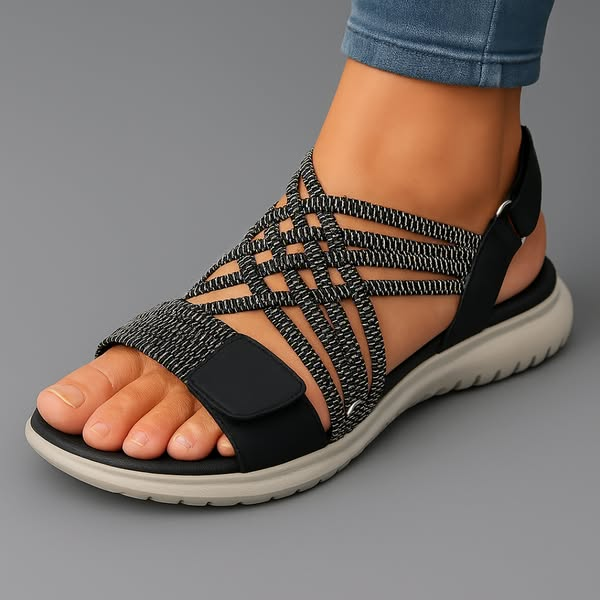 Dames Sandalen met Gekruiste Elastische Bandjes