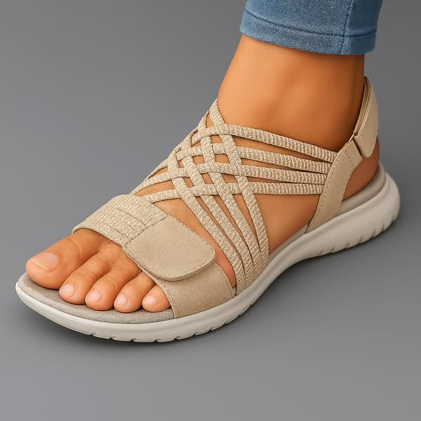 Dames Sandalen met Gekruiste Elastische Bandjes