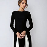 Dames Tweekleurige Jumpsuit met Lange Mouwen