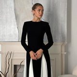 Dames Tweekleurige Jumpsuit met Lange Mouwen
