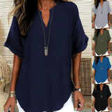 Dames Tuniek Blouse met V-hals en Halve Rits