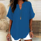 Dames Tuniek Blouse met V-hals en Halve Rits
