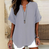 Dames Tuniek Blouse met V-hals en Halve Rits