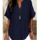 Dames Tuniek Blouse met V-hals en Halve Rits