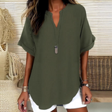 Dames Tuniek Blouse met V-hals en Halve Rits