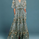 Dames Maxi Jurk met Bloemenprint en V-hals