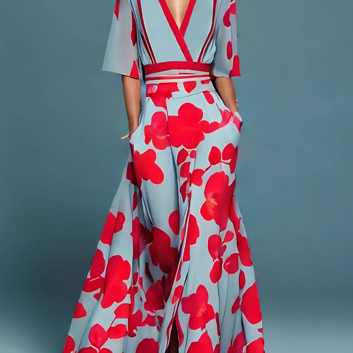 Dames Maxi Jurk met Bloemenprint en V-hals