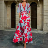 Dames Maxi Jurk met Bloemenprint en V-hals