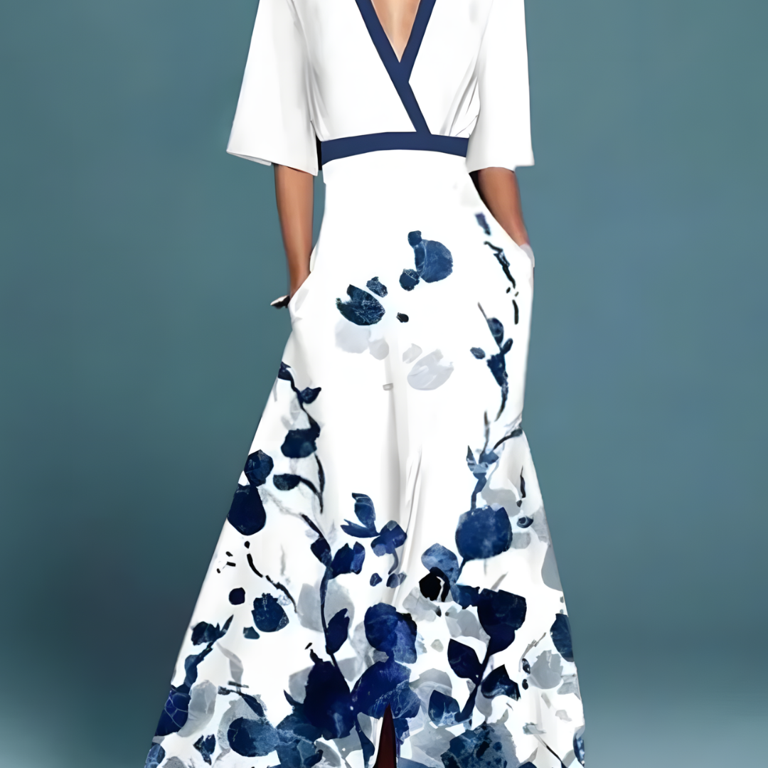 Dames Maxi Jurk met Bloemenprint en V-hals
