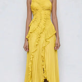 Dames Asymmetrische Maxi Jurk met Ruches