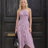Dames Asymmetrische Maxi Jurk met Ruches
