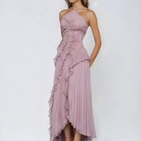 Dames Asymmetrische Maxi Jurk met Ruches