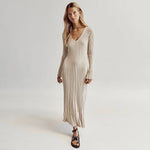 ABIGAIL luchtige gebreide maxi zomerjurk van ademend, zacht materiaal met comfortabele pasvorm en elegant design.