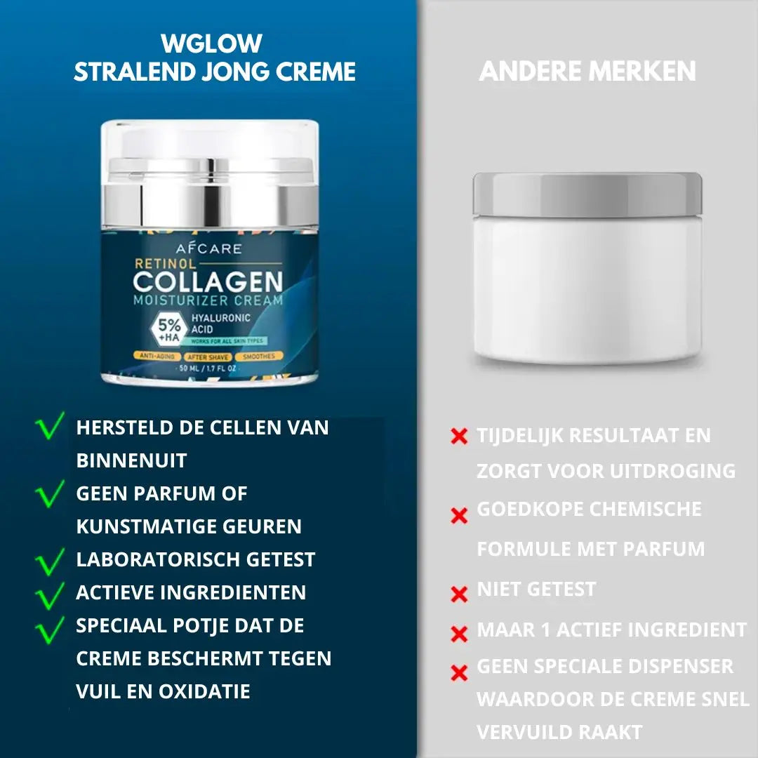 Stralend Jong collageen & retinol anti-aging crème – verbetert de huidtextuur en vermindert fijne lijntjes voor een jeugdige, stralende huid. Ideaal voor dagelijkse verzorging.