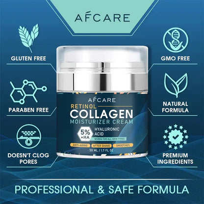 Stralend Jong collageen & retinol anti-aging crème – verbetert de huidtextuur en vermindert fijne lijntjes voor een jeugdige, stralende huid. Ideaal voor dagelijkse verzorging.