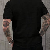 Heren T Shirt Met Structuur En Korte Knopenrij