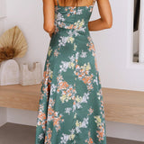 Dames Midi Jurk met Bloemenprint en Spaghettibandjes