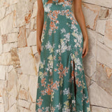 Dames Midi Jurk met Bloemenprint en Spaghettibandjes
