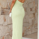 Halter Maxi Jurk met Open Rug