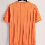 Heren Geribbeld T-Shirt Slim Fit met Korte Mouwen