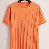 Heren Geribbeld T-Shirt Slim Fit met Korte Mouwen