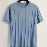 Heren Geribbeld T-Shirt Slim Fit met Korte Mouwen