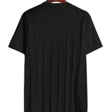 Heren Geribbeld T-Shirt Slim Fit met Korte Mouwen