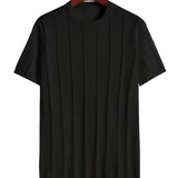 Heren Geribbeld T-Shirt Slim Fit met Korte Mouwen