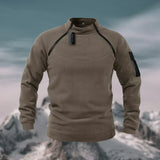 Fleece trui voor heren met halve rits en hoge kraag