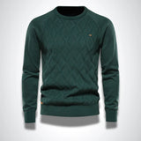 Gebreide heren trui met ronde hals, slim fit