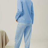 Comfortabele Pyjama Set met Geruite Broek