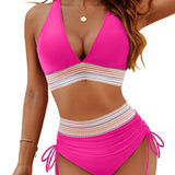 Dames Tweedelige Bikini met Haltertop en Kantdetails