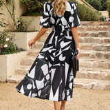 Dames Midi Jurk met Bloemenprint en Strikceintuur