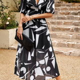 Dames Midi Jurk met Bloemenprint en Strikceintuur
