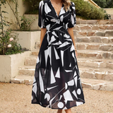 Dames Midi Jurk met Bloemenprint en Strikceintuur
