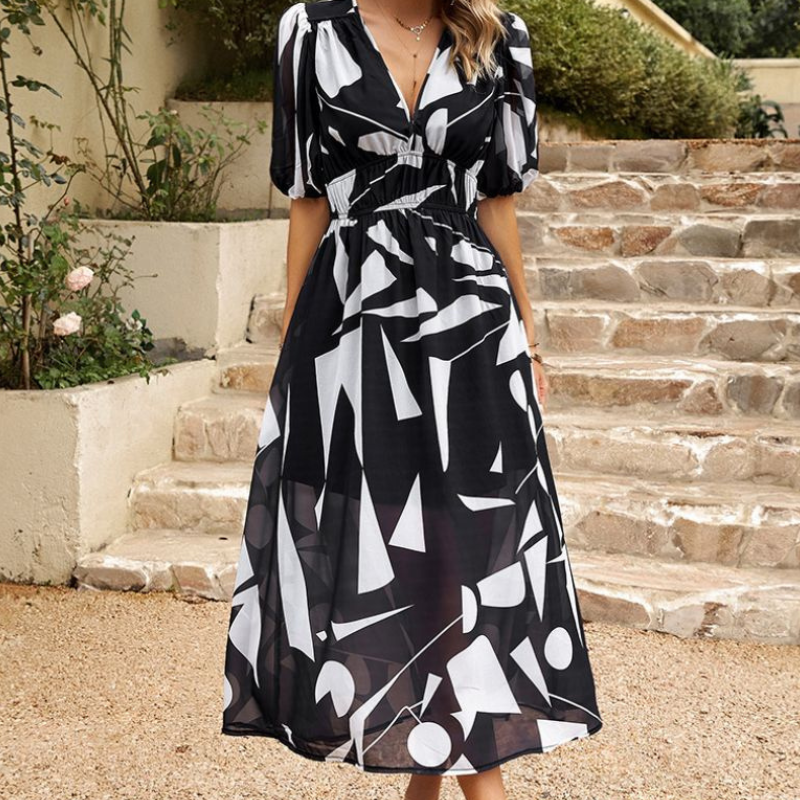 Dames Midi Jurk met Bloemenprint en Strikceintuur
