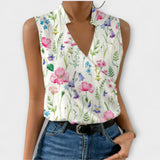 Dames blouse met overslag en V-hals