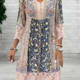 Dames Tuniekjurk met Patchworkprint en V-Hals