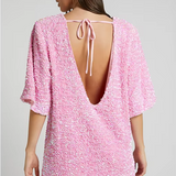 Glitter Oversized Mini Jurk met Open Rug