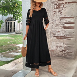 Elegante Maxi Jurk met Driekwart Mouwen