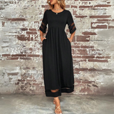 Elegante Maxi Jurk met Driekwart Mouwen