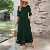 Elegante Maxi Jurk met Driekwart Mouwen