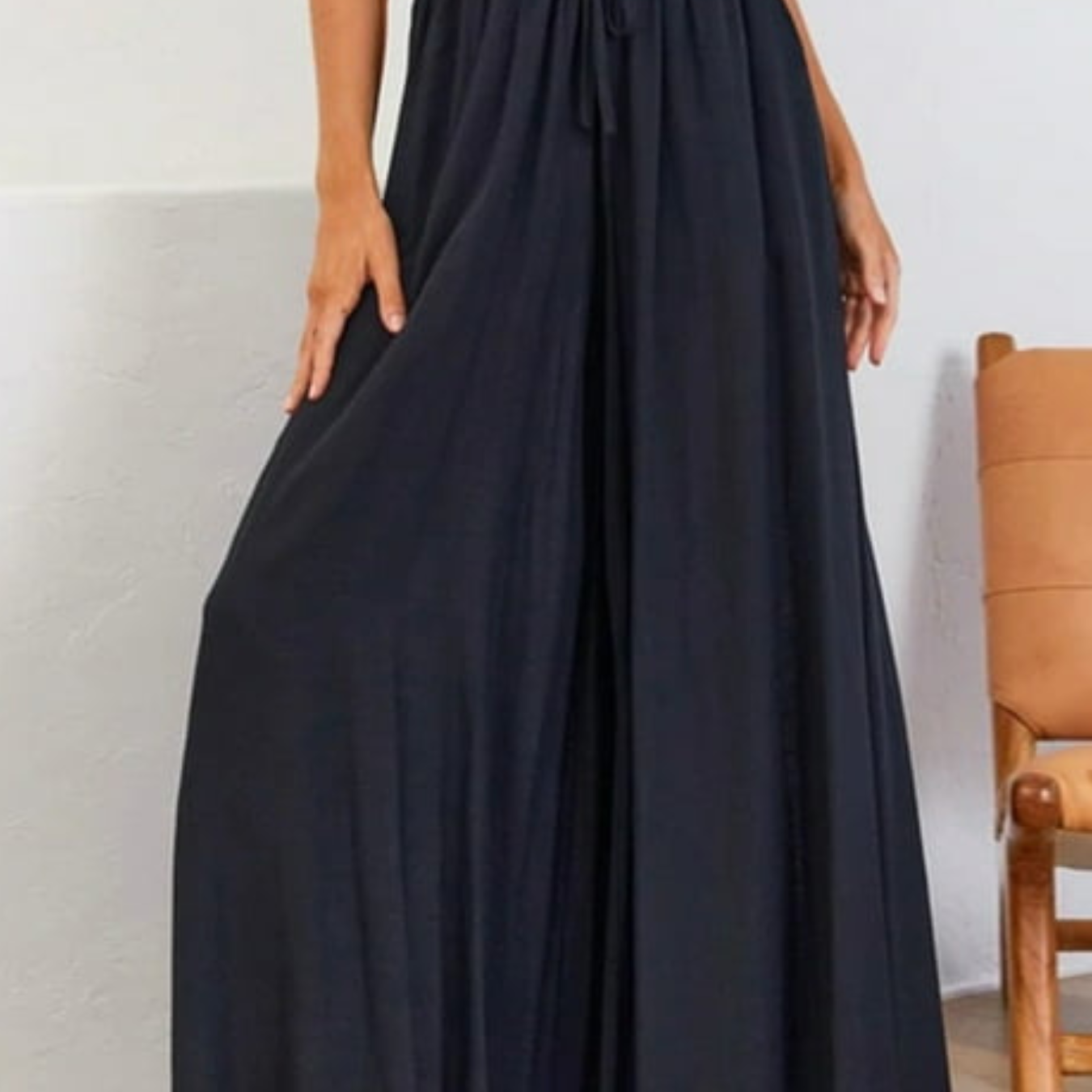 Dames broek met wijde pijpen en hoge taille