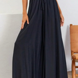 Dames broek met wijde pijpen en hoge taille