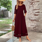 Elegante Maxi Jurk met Driekwart Mouwen
