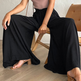 Dames broek met wijde pijpen en hoge taille