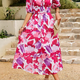Dames Midi Jurk met Bloemenprint en Strikceintuur