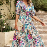 Dames Midi Jurk met Bloemenprint en Strikceintuur