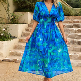 Dames Midi Jurk met Bloemenprint en Strikceintuur