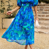 Dames Midi Jurk met Bloemenprint en Strikceintuur